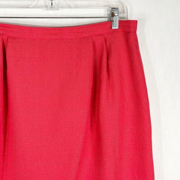 Atrium Collection Size 16 Skirt Pencil Red Hot Pink‎ Lined Back Zip Career 1631 - Picture 4 of 12